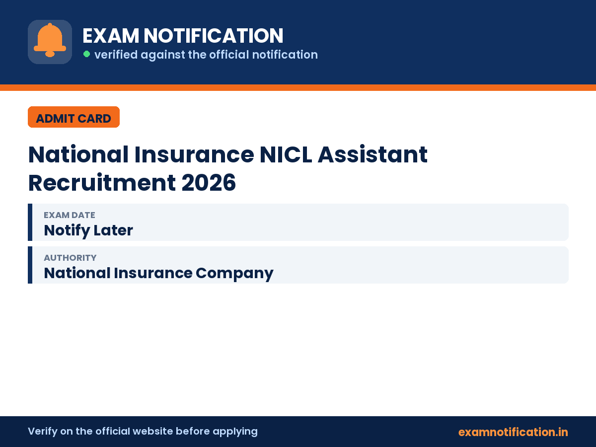 National Insurance NICL Assistant Recruitment 2026 — key facts: 