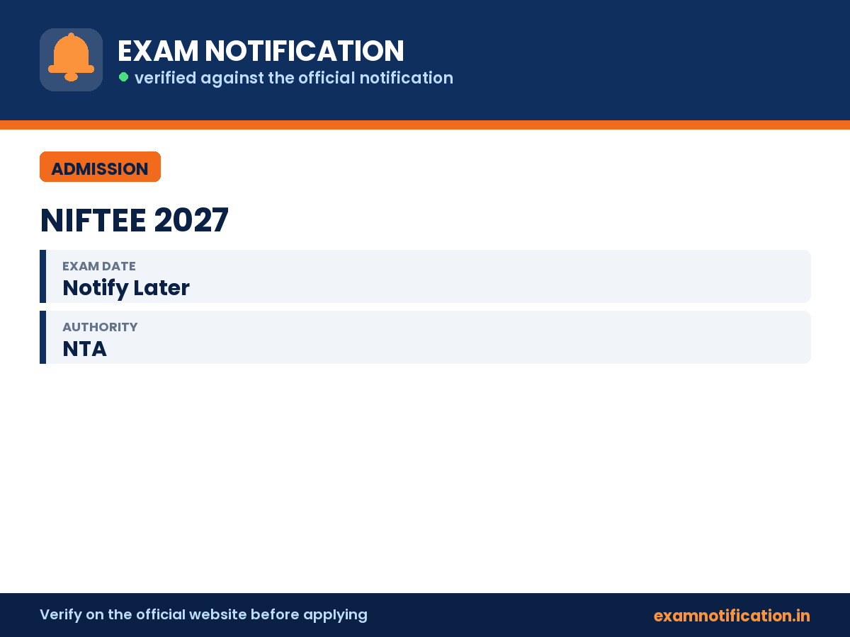 NIFTEE 2027 — key facts: 