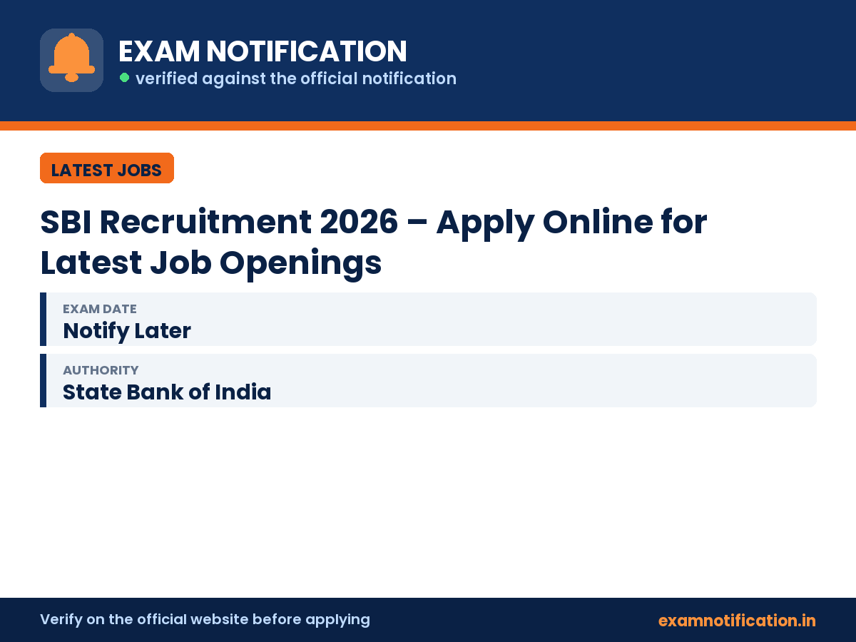 SBI Recruitment 2026 – Apply Online for Latest Job Openings — key facts: 