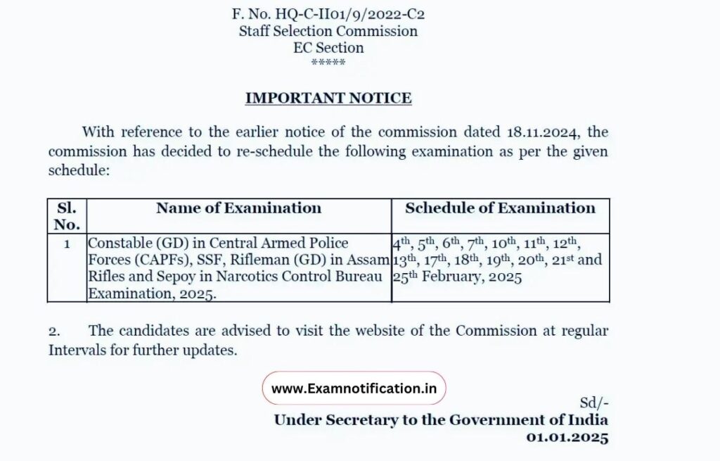 SSC GD Exam Date 2025 Out